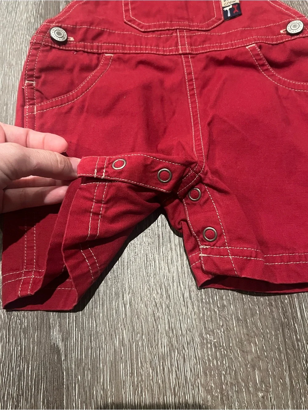 Vintage Carters Red Denim Overalls 90s Y2K Red Twill 0/3 Month (B4)